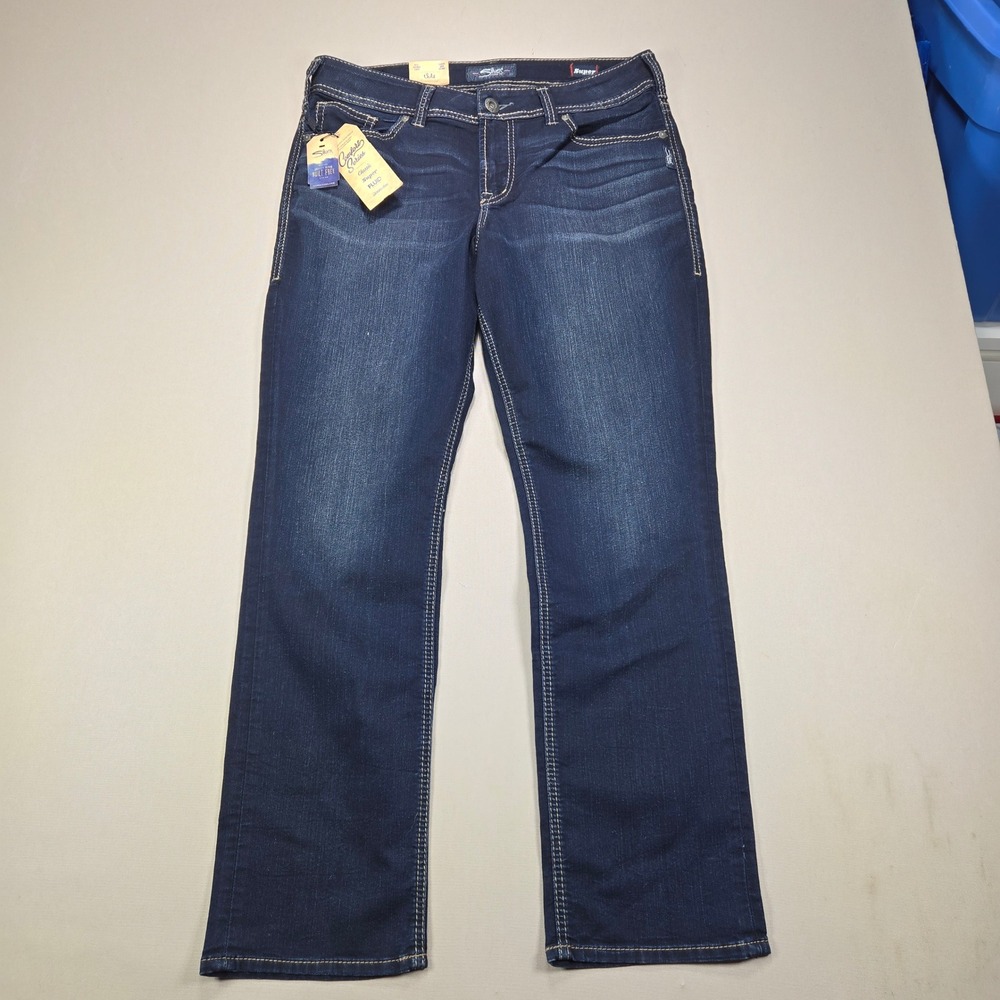 Silver Jeans Suki High Straight Super Stretch Indigo Denim Womens‎ 14/L30 NEW